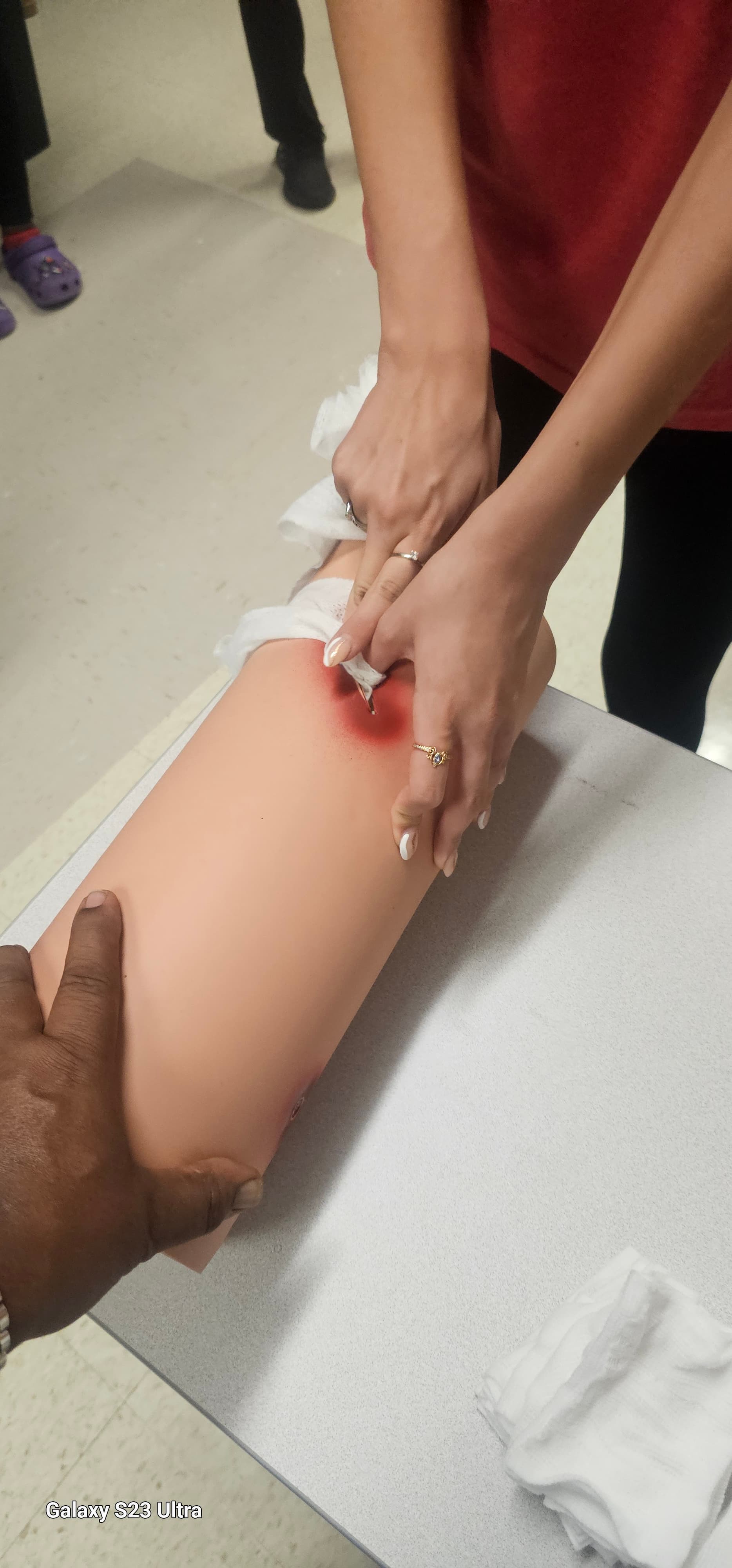 First aid and wound care training close-up